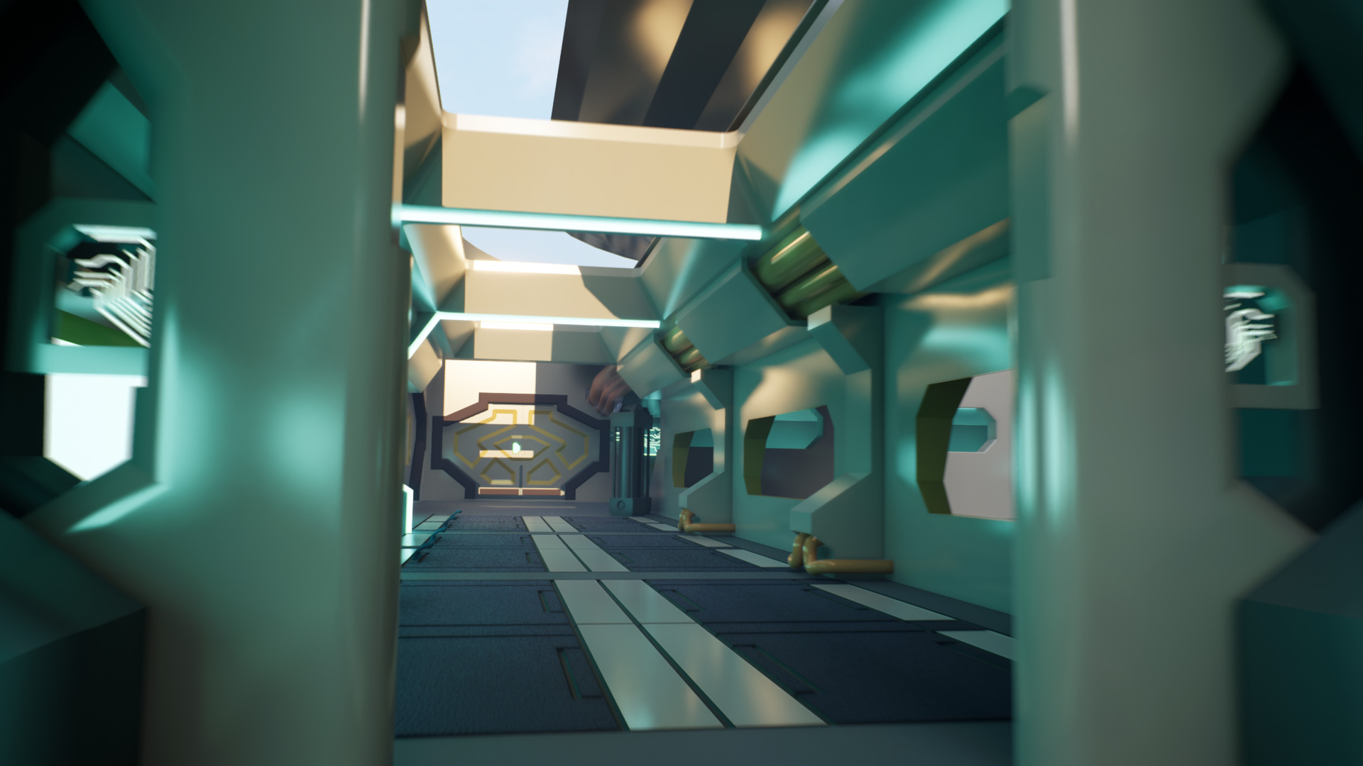 Rendered architectural hallway visualization by David A. Johnson